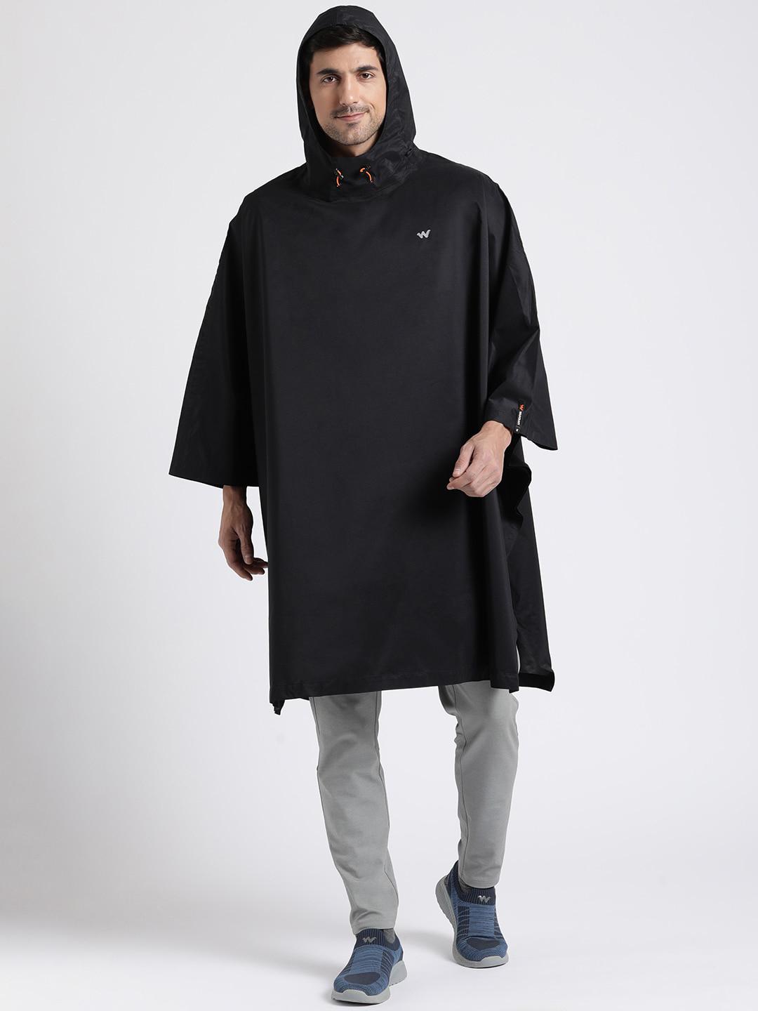Poncho Black Reflective Raincoat Buy Wildcraft Hooded Poncho Style - Main Image