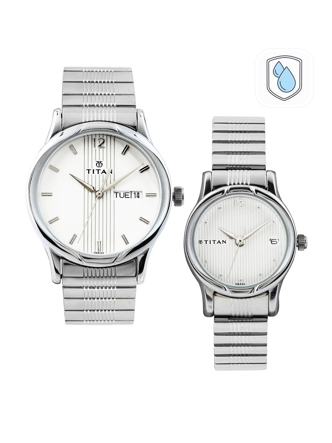 Buy Titan Bandhan Set of His Her Off-White Dial Watches