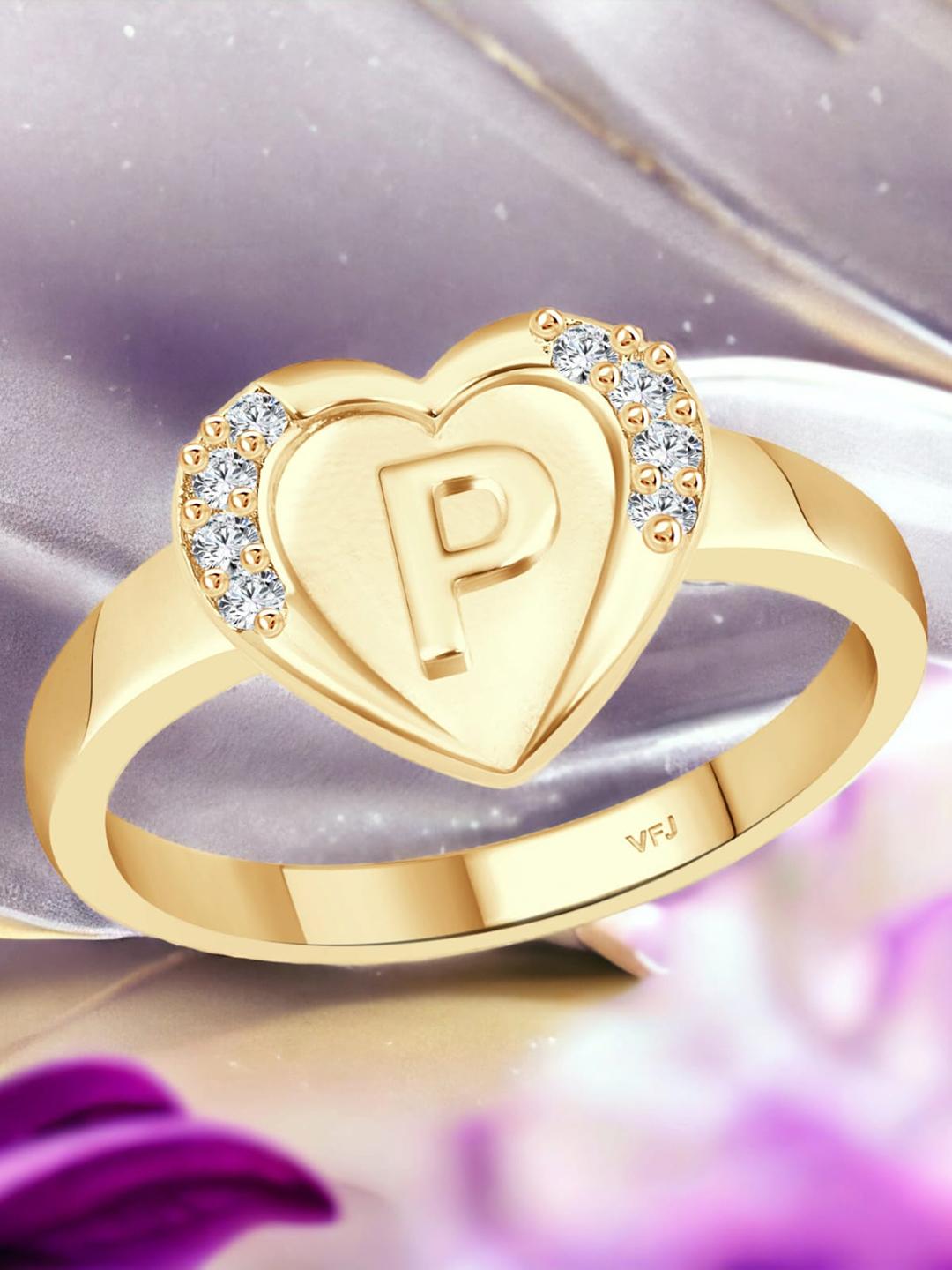 Buy Vighnaharta Gold Plated CZ Studded P Alphabet Adjustable