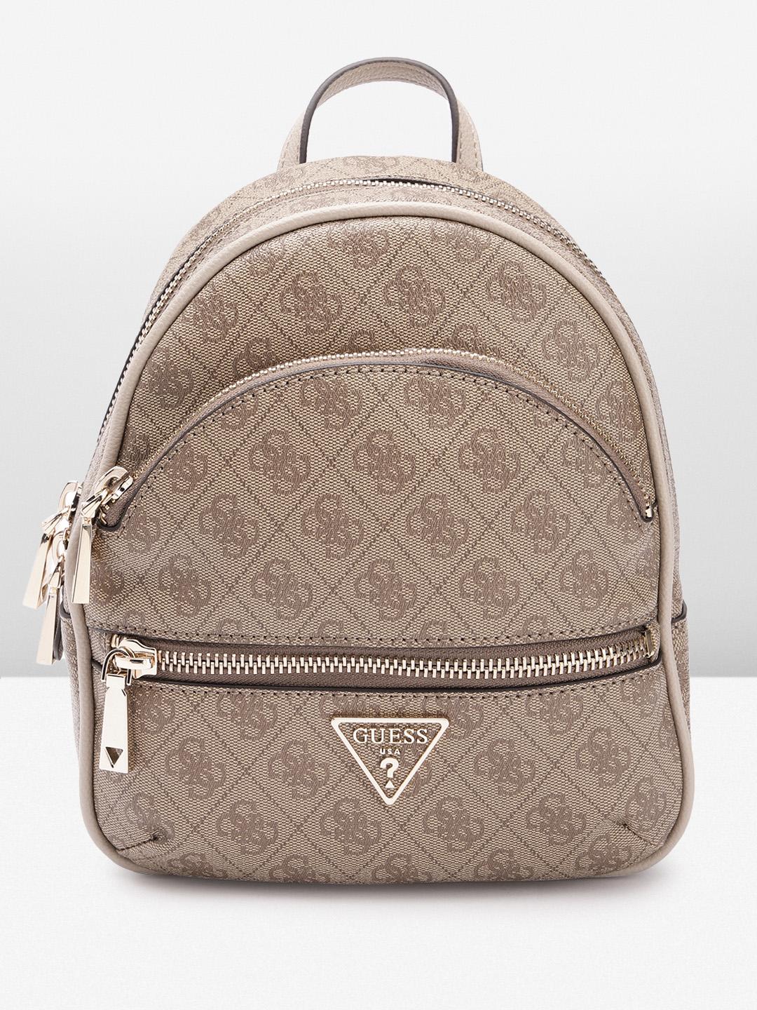 Beige Guess Backpack Cheap GUESS Women Brand Logo Printed Backpack