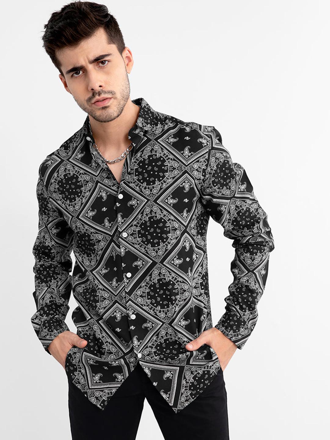 LiLi&LuLu　　0206 Buy Snitch Black & White Classic Slim Fit Floral Printed