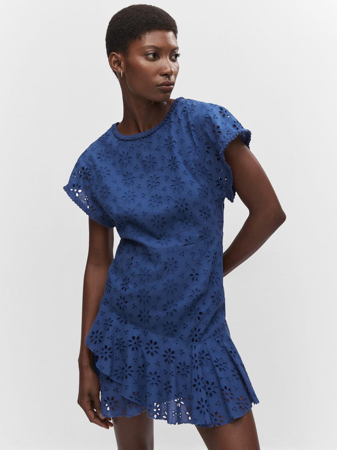 Buy MANGO Schiffli Embroidered Cotton A-Line Mini Dress - Dresses for Women  24213032 | Myntra