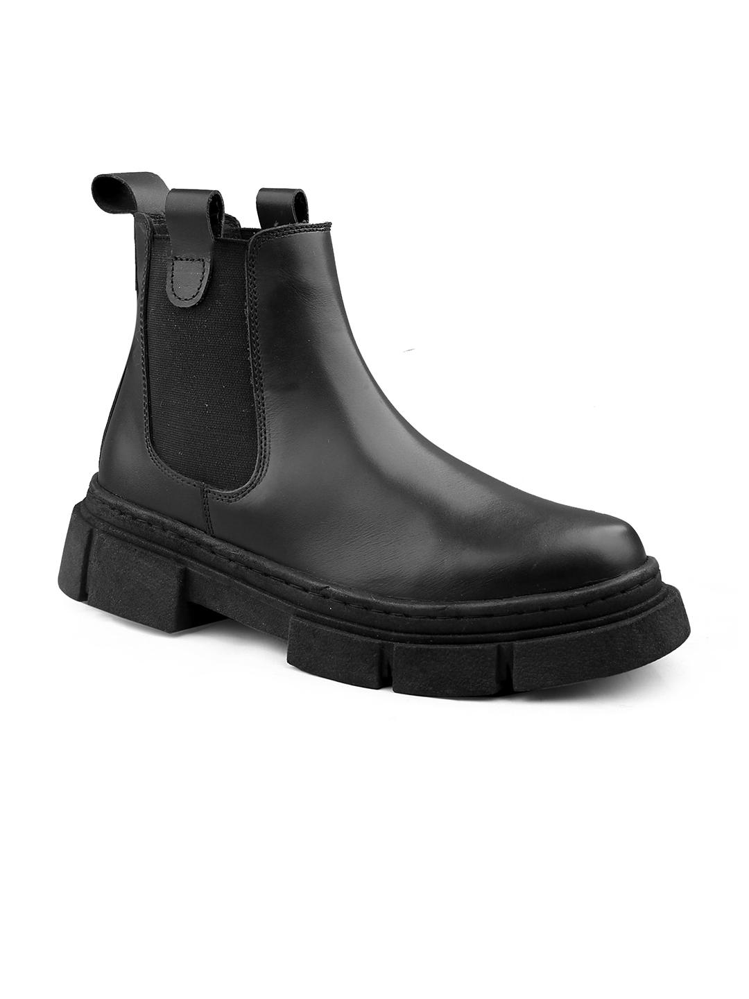 Buy bacca bucci Men Heeled Mid-Top Leather Chelsea Boots Boots