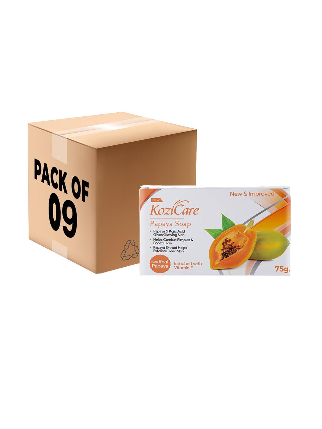 Buy KOZICARE Pack Of 9 Papaya Soaps With Kojic Acid+Vit E+Papaya Extract 75g Each - - Personal Care for Unisex - Image 1