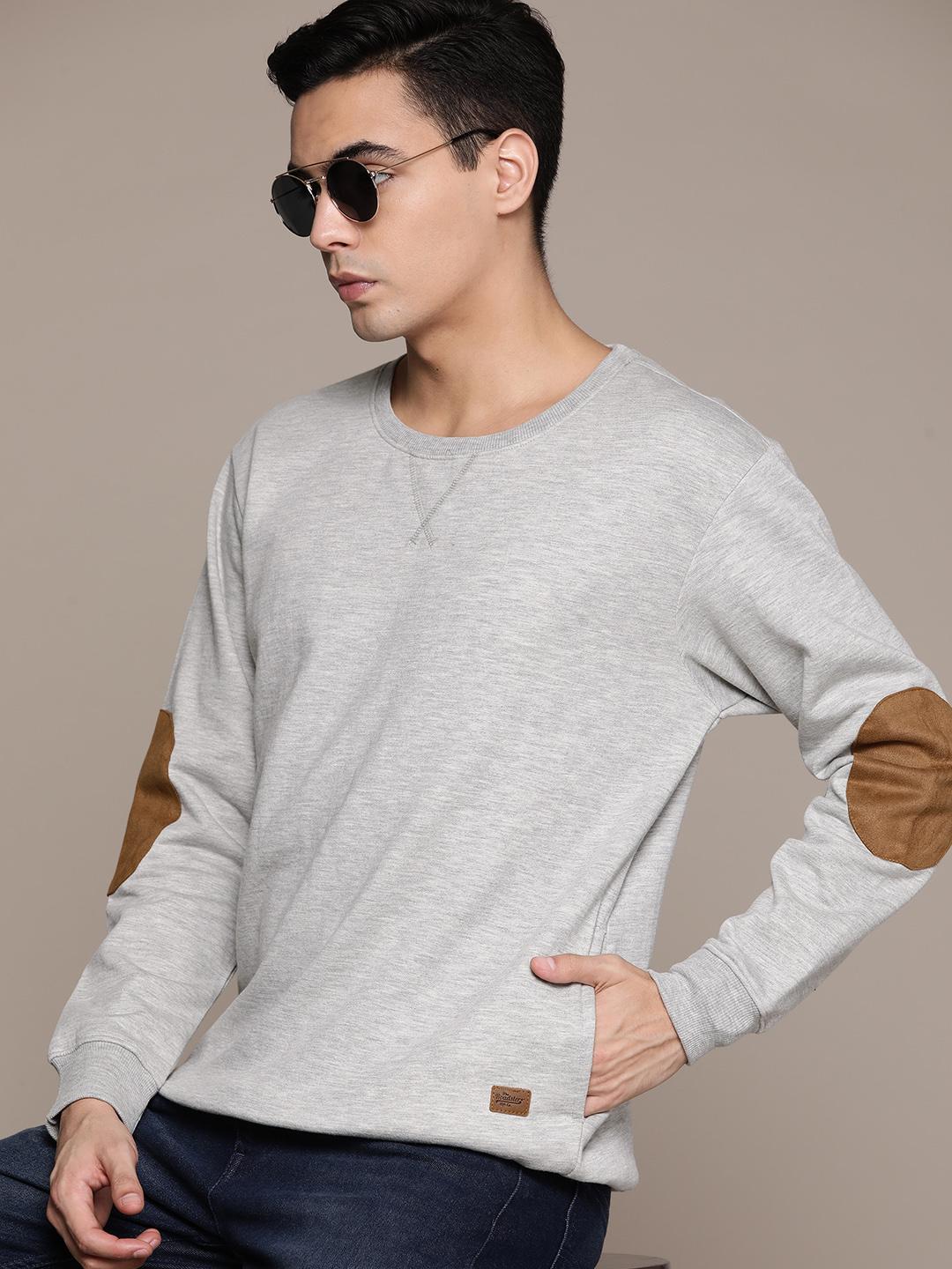 Buy The Roadster Lifestyle Co. Solid Elbow Patch Sweatshirt