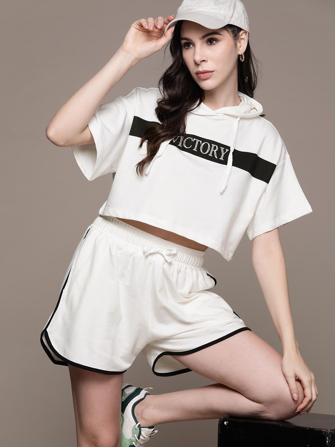 CONFECT Yarmo / 別注Short Hoodie (White) Buy The Roadster Lifestyle Co. Women Drop-Shoulder Sleeves Crop