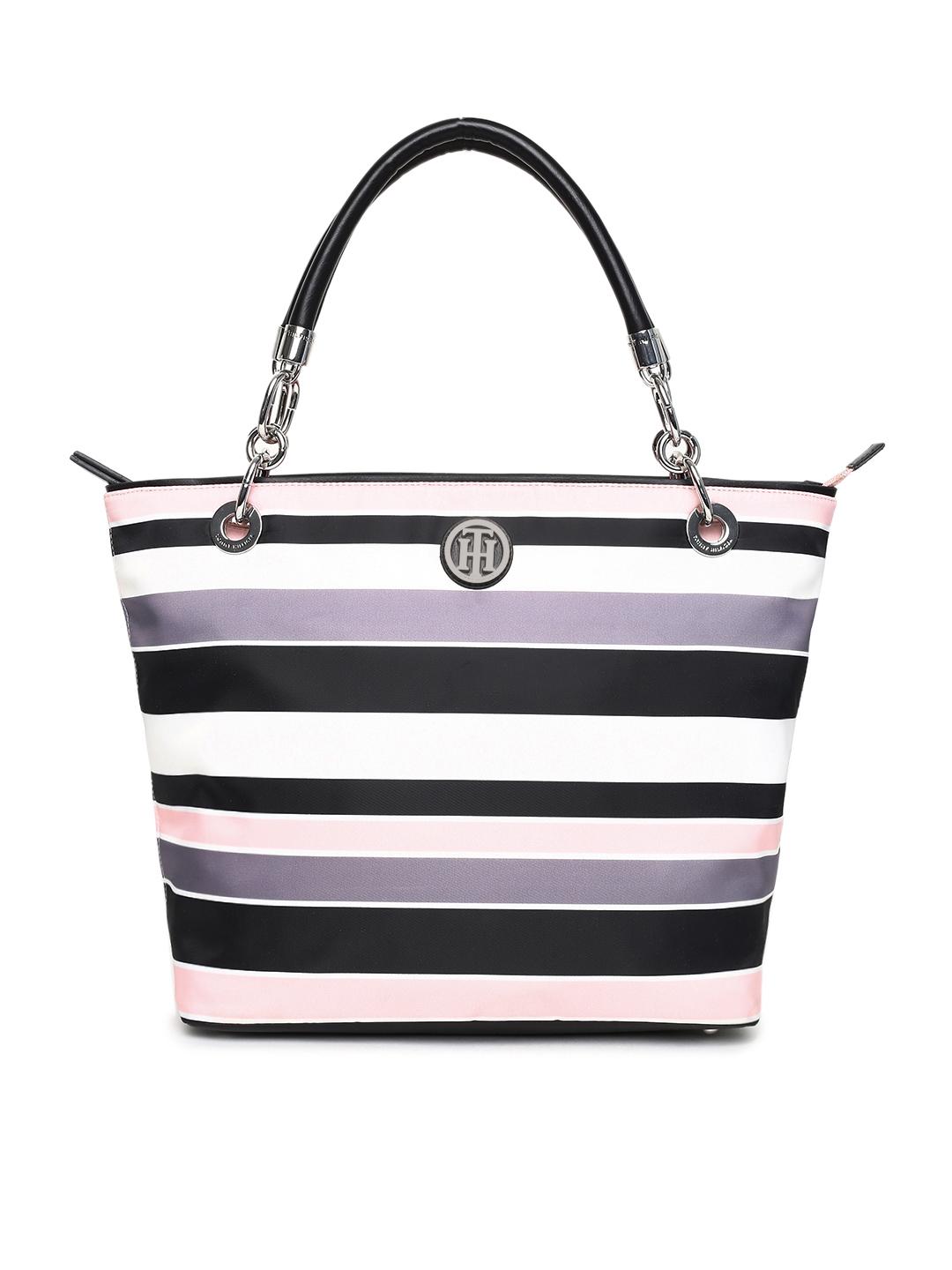 Buy Tommy Hilfiger Black Pink Striped Shoulder Bag Handbags