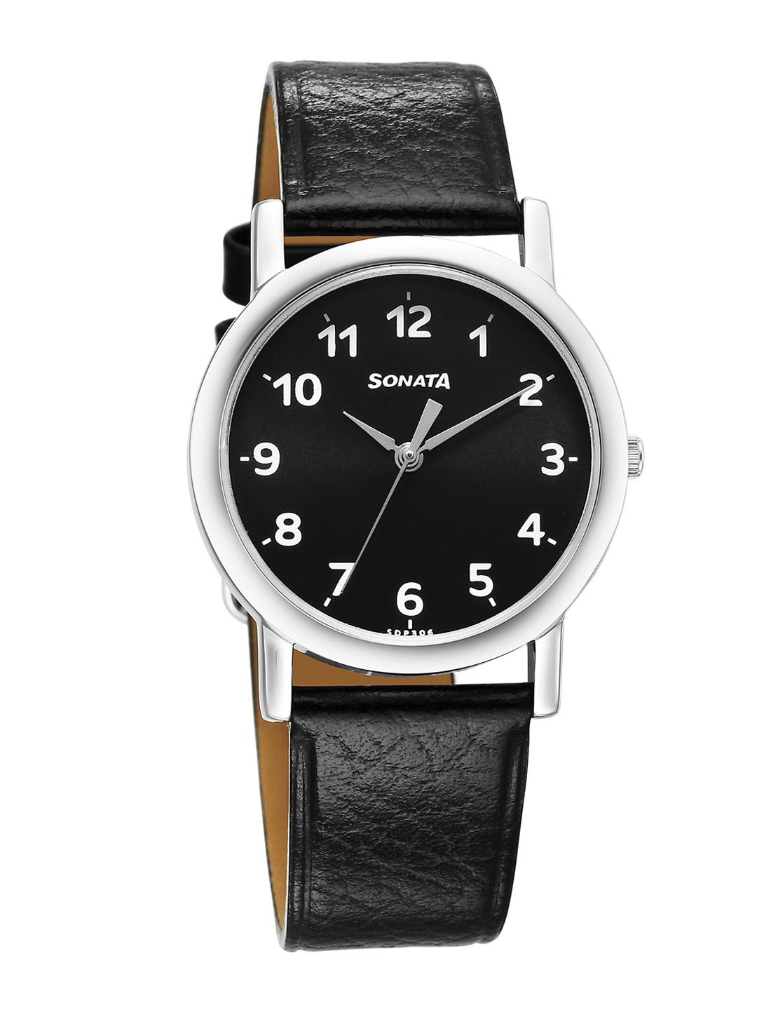 Buy Sonata Men Classique Brass Dial Leather Straps Analogue