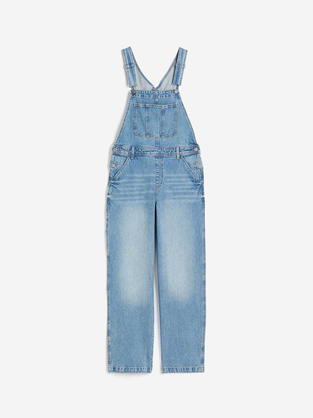 Buy H&M Women Pure Cotton Straight Denim Dungarees Dungarees for