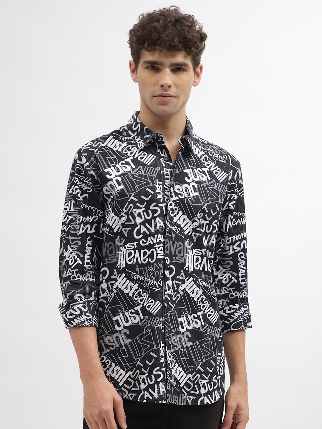 Buy Just Cavalli Typography Printed Pure Cotton Slim Fit Casual Shirt -  Shirts for Men 24514684 | Myntra