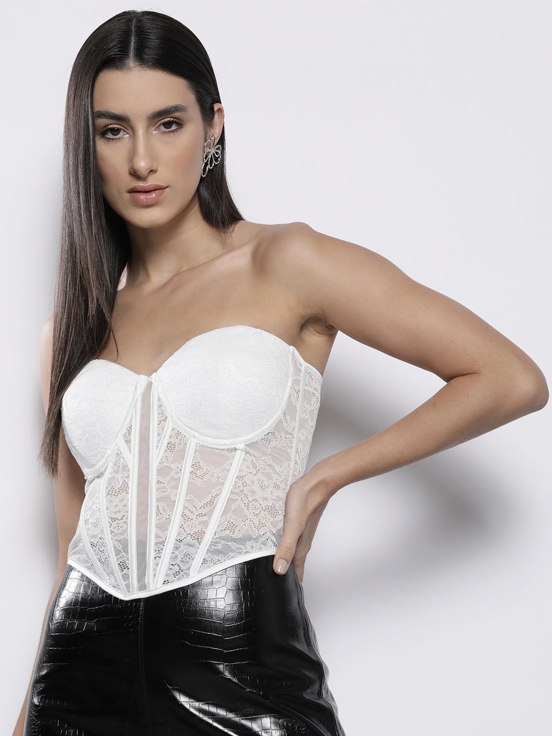 Buy MISSPAP Structured Sheer Lace Corset Top - Tops for Women