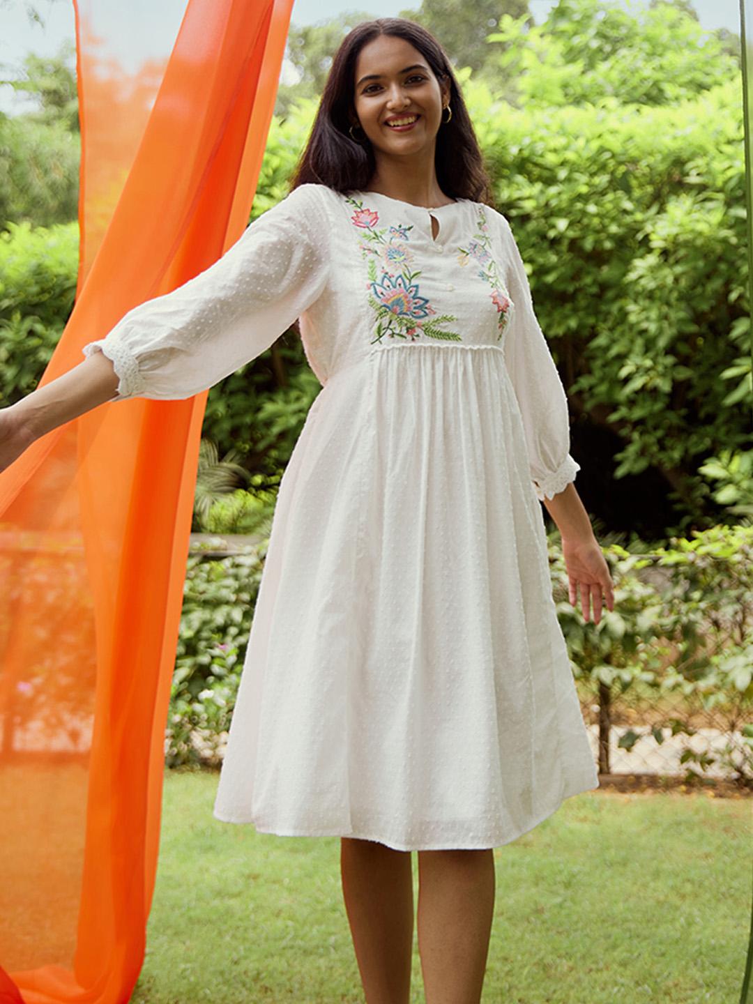 sachin and babi light blue dress Arabella Embroidered Voile Mini Dress in white main image 0
