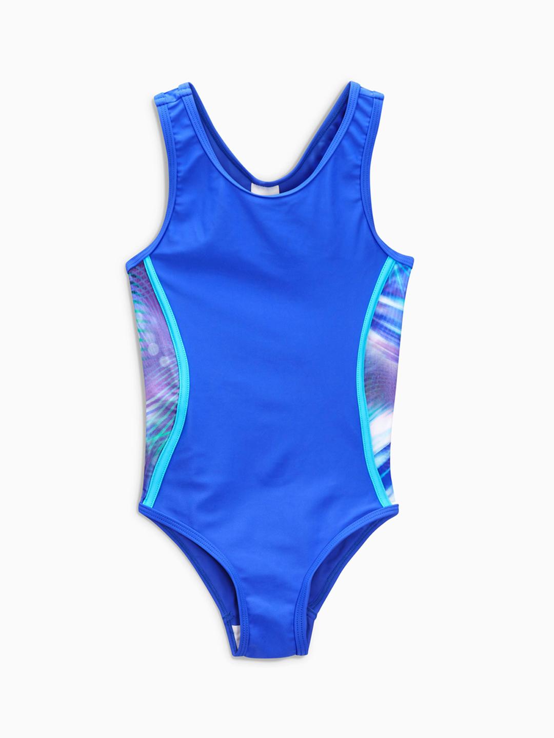 Buy NEXT Girls Blue Floral Print Swim Suit - Swimwear for Girls