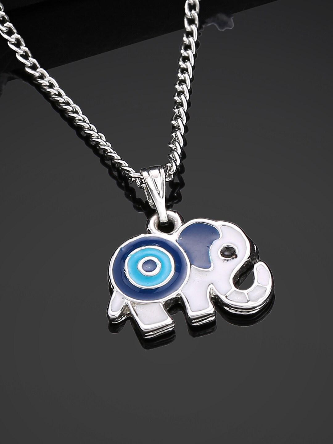 Buy Estele Rhodium-Plated Elephant Shaped Pendant With Chain