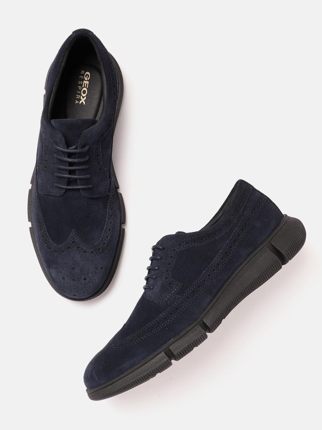 Geox Hampstead Men Breathable Dark Blue Navy Suede Brogues Lace Up Shoes US 10 Mens Shoes: Sneakers, Loafers, Sandals, Boots | Geox ® main image 4