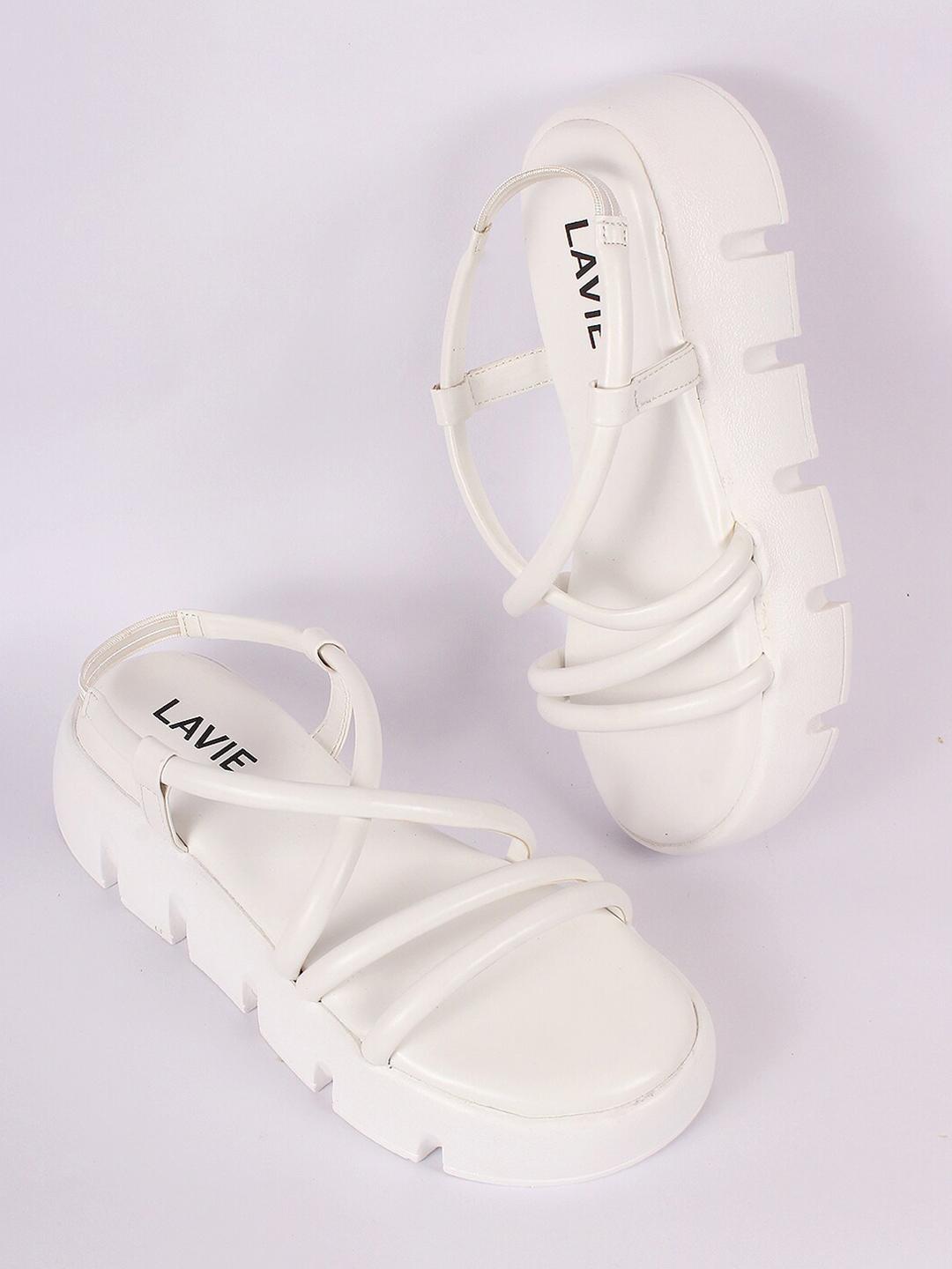 Buy Lavie White Flatform Sandals Heels for Women 24695720 Myntra