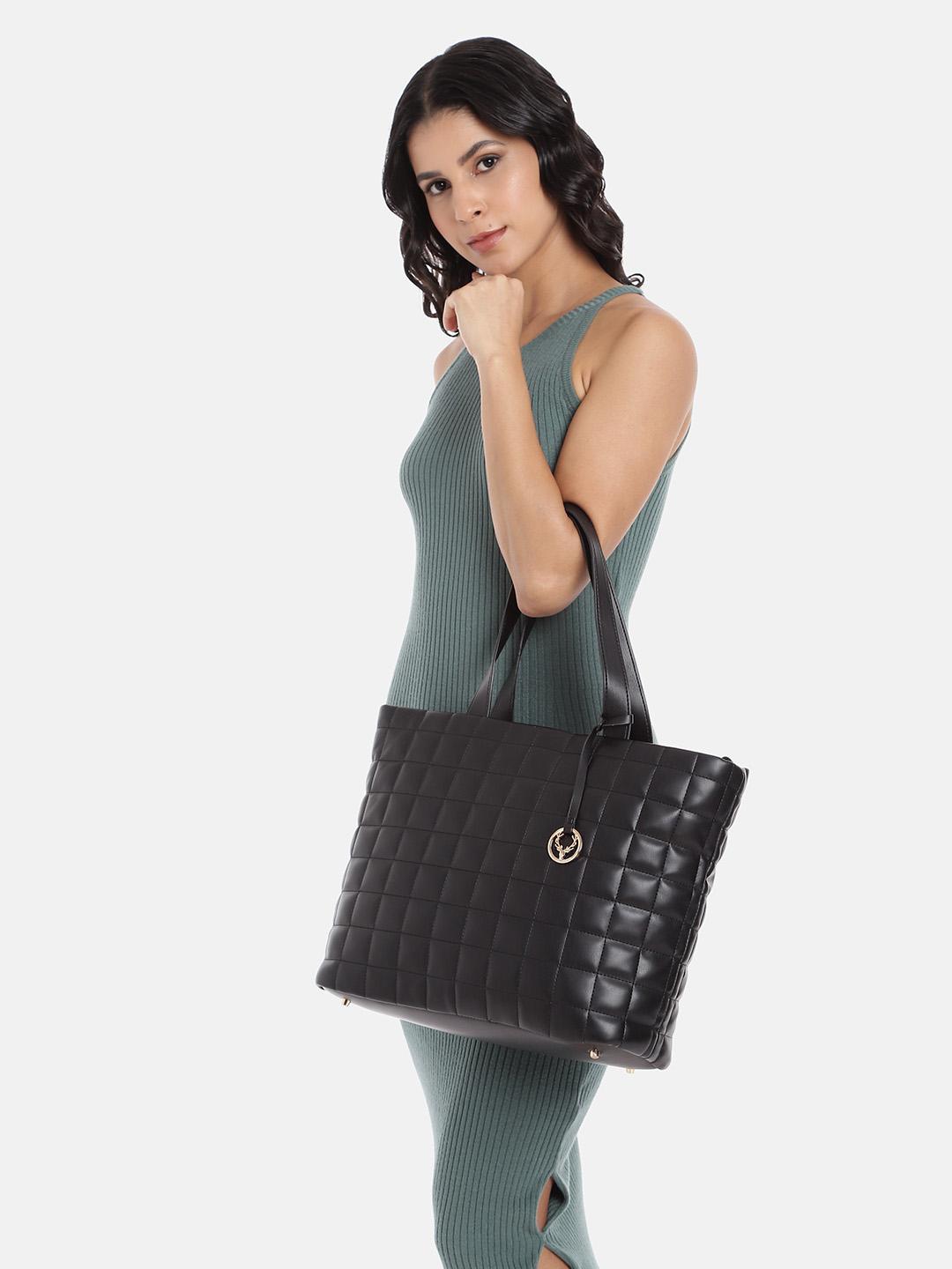 Buy Allen Solly Women Textured Shoulder Laptop Bag Handbags for