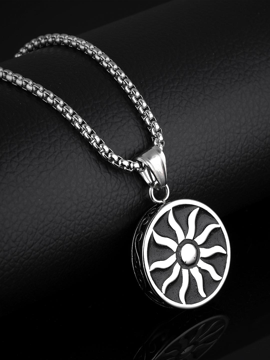 Sun Gents Lockets Buy Yellow Chimes Men Silver-Toned Sun Design - Main Image