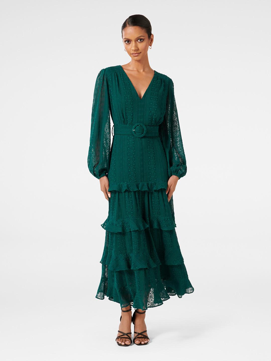 Buy Forever New Floral Embroidered Layered Lace Fit & Flare Maxi Dress -  Dresses for Women 24716518 | Myntra