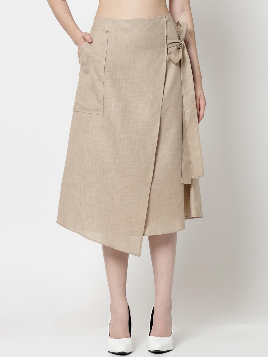 Buy OFFICE & YOU Linen Flared Knee-Length Wrap Skirt