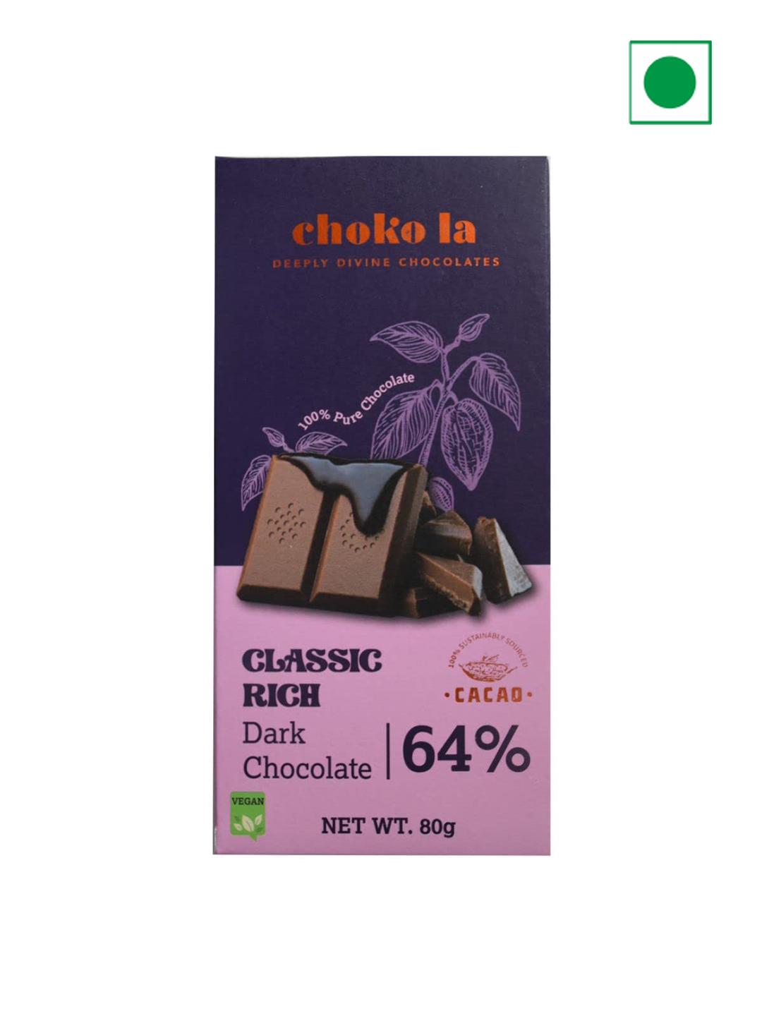 Buy choko la Classic Rich 64% Dark Chocolate Bar - 80 gm