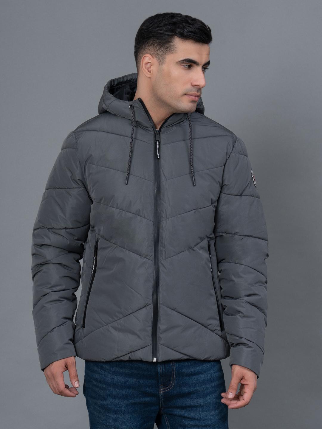 Red Tape Men Solid Hooded Padded Jacket (Red)