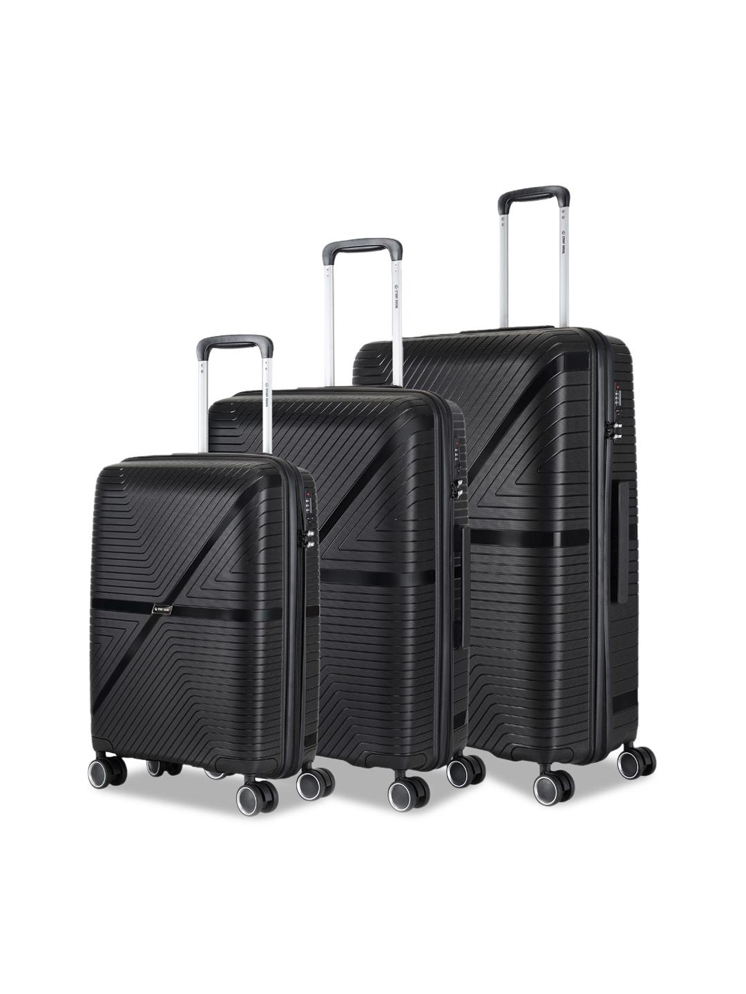 Buy Nasher Miles Set of 3 Black Axis Hardside Luggage Bag 55cm