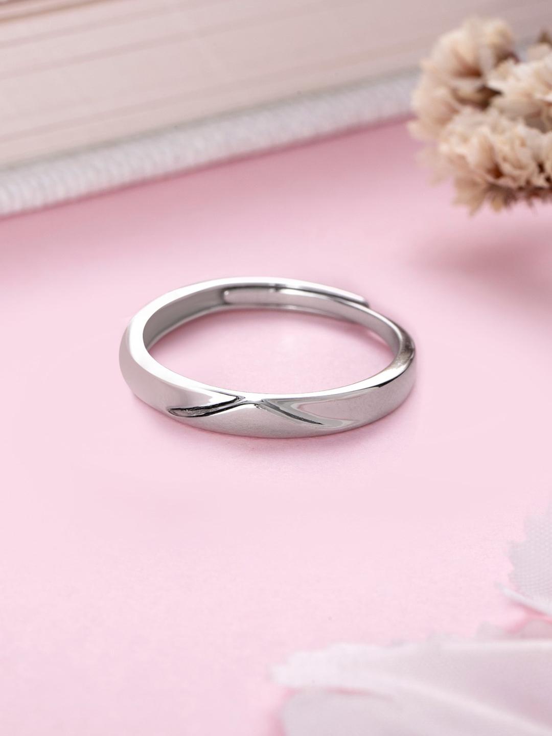 Zavya Men Rhodium-Plated Sterling Silver Finger Ring