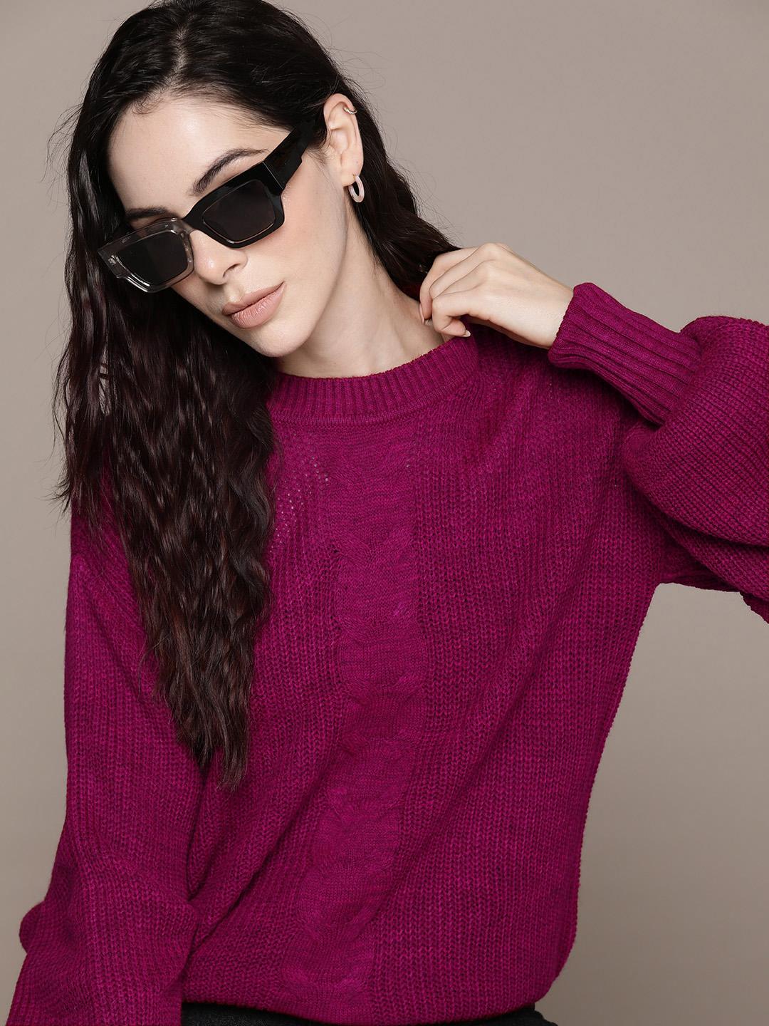 Buy Roadster Women Cable Knit Acrylic Pullover - Sweaters for