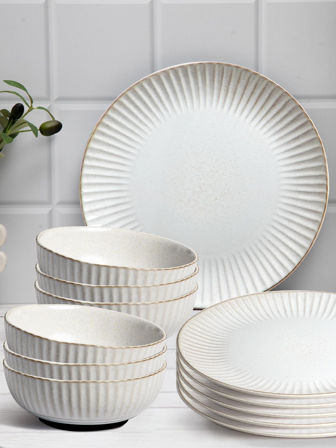 Buy Anko Grey 12 Pieces Stoneware Glossy Dinner Set Dinner Set