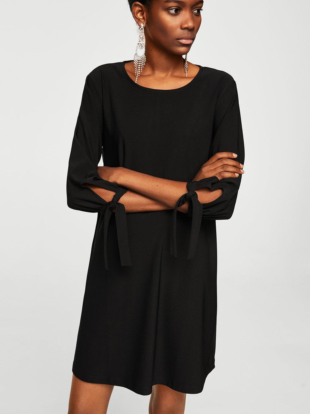 Buy MANGO Women Black Solid A-Line Dress - Dresses for Women 2504814 |  Myntra