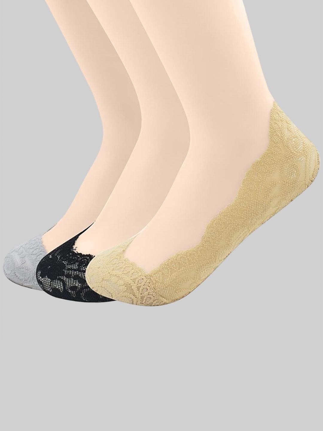 Buy PLUMBURY Women Pack Of Patterned Anti-Skid Shoe Liner Socks