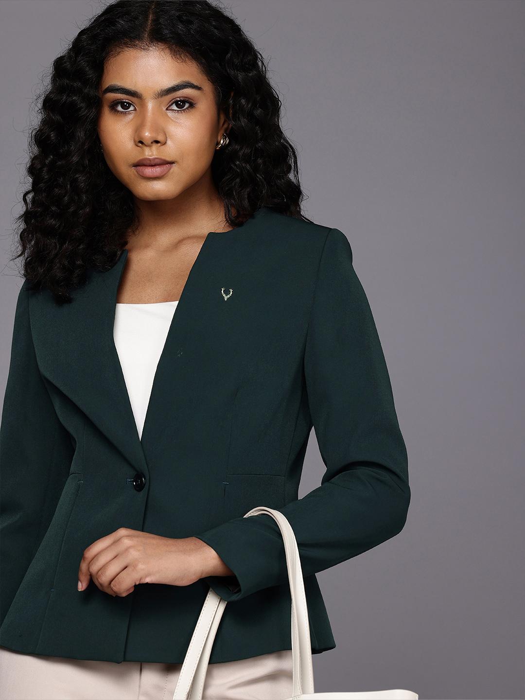 Buy Allen Solly Woman Shawl Collar Single-Breasted Formal Blazer