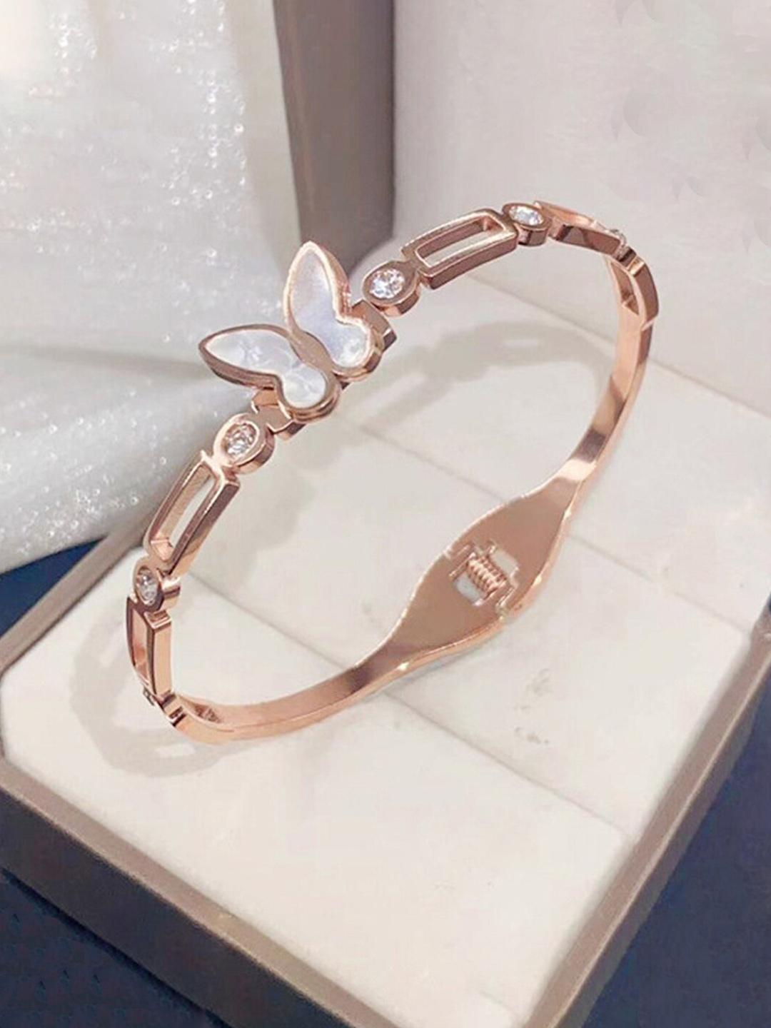 Buy Jewels Galaxy Rose Gold-Plated Butterfly Charm Bangle-Style
