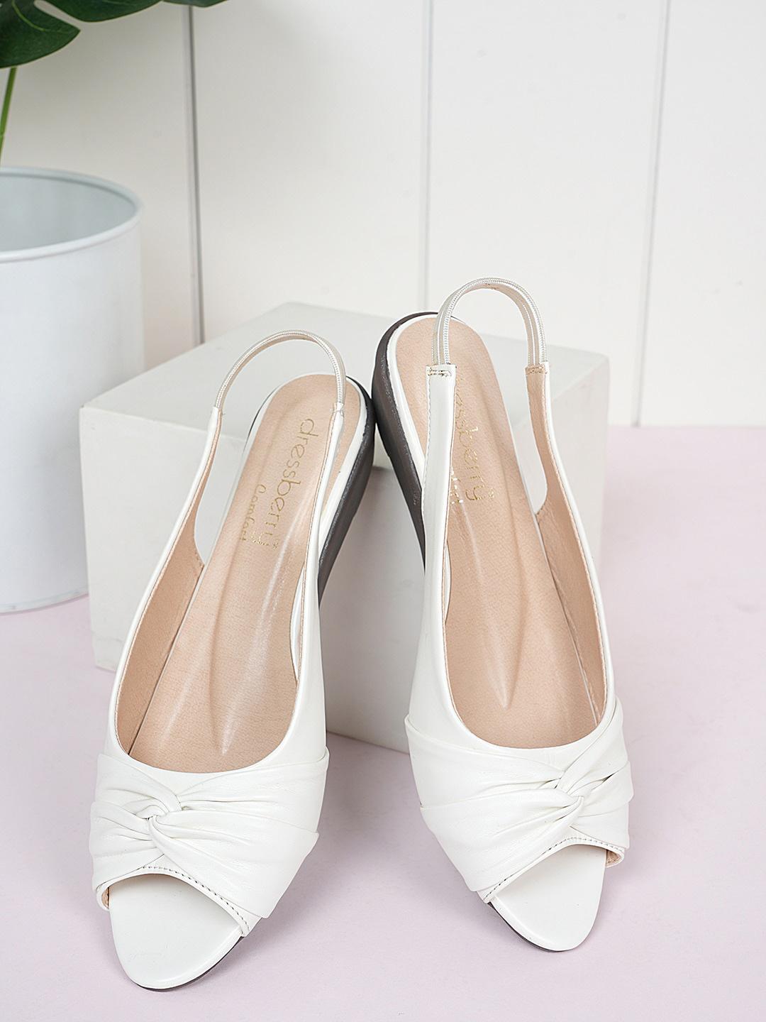 Buy DressBerry White Peep Toe Wedge Heel Pumps Heels for Women