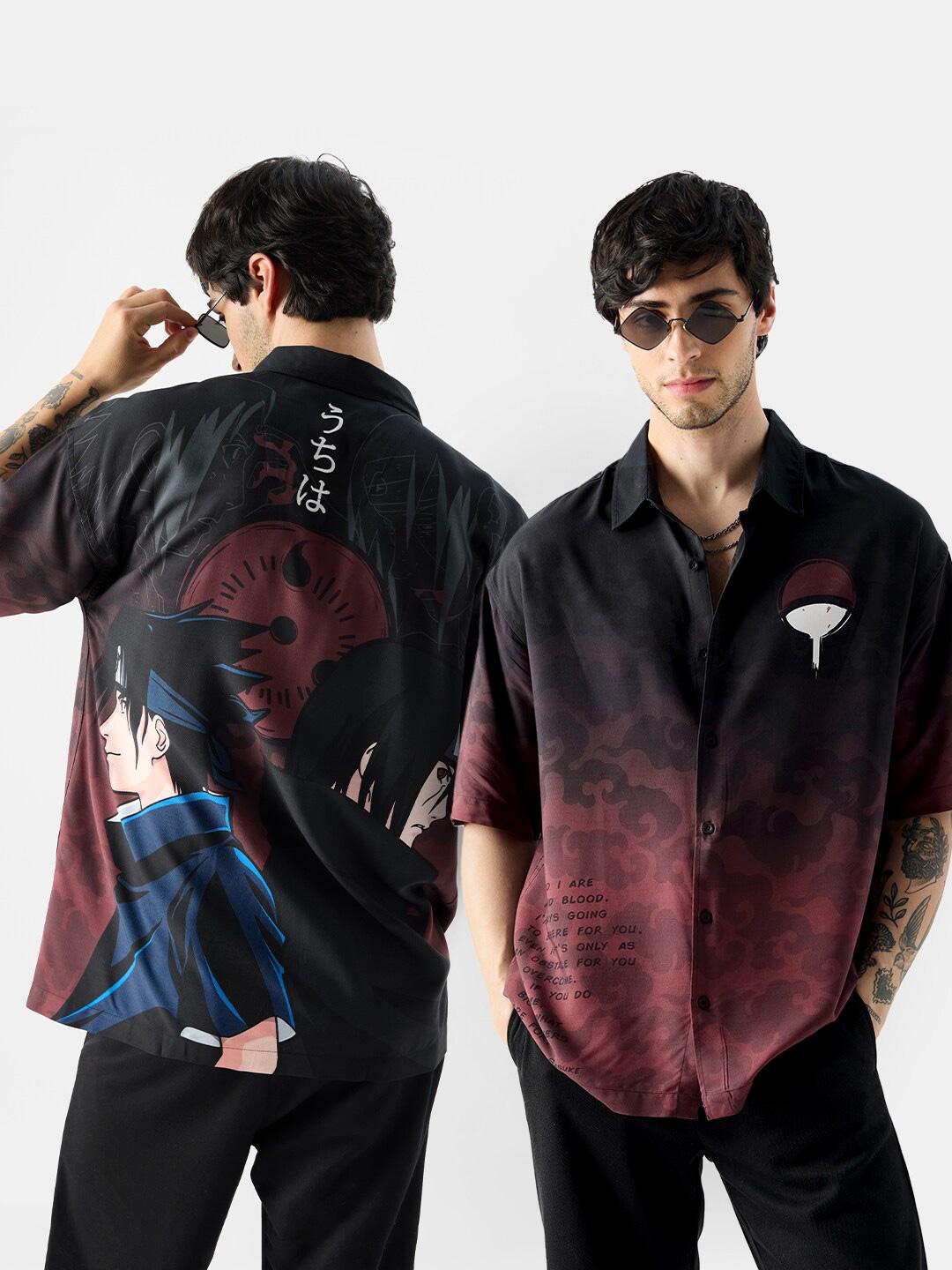 The Souled Store Men Oversized Naruto Black Casual Shirt