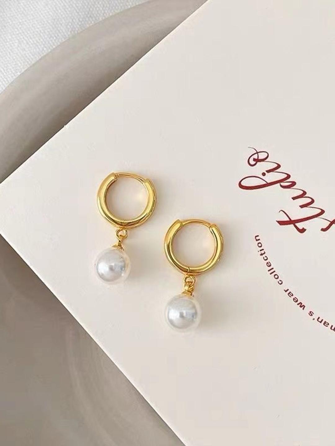 MYKI Gold Plated Stainless Steel Beaded Hoop Earrings