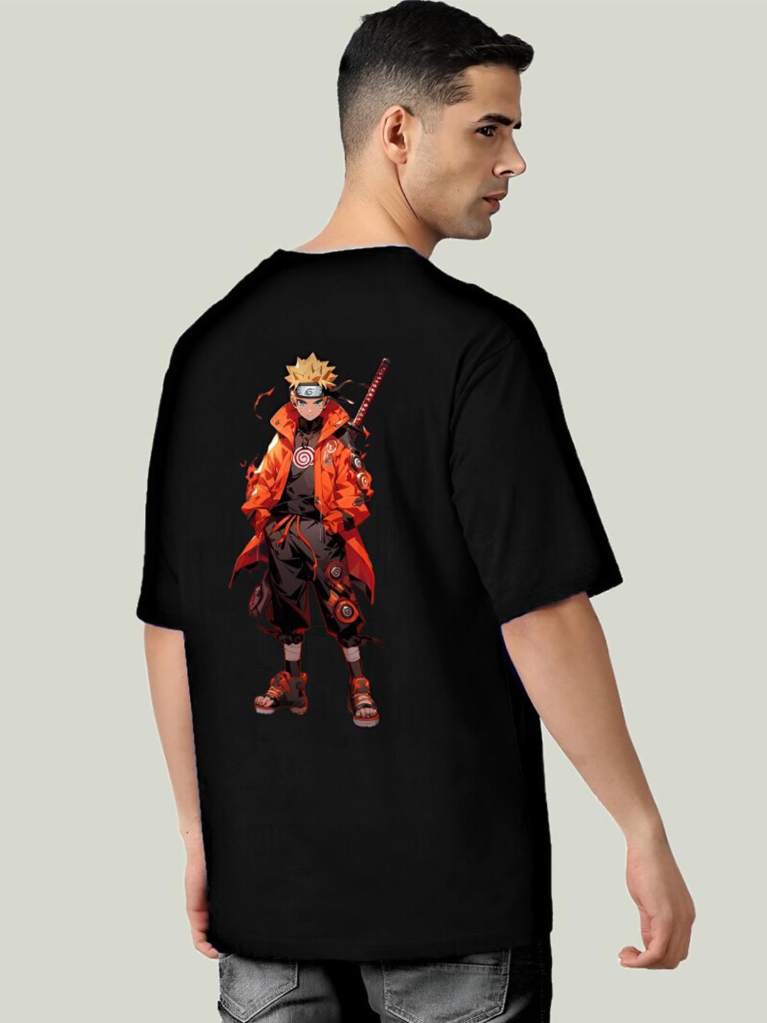 Buy Elibolz Naruto Printed Drop-Shoulder Cotton Oversized T-shirt