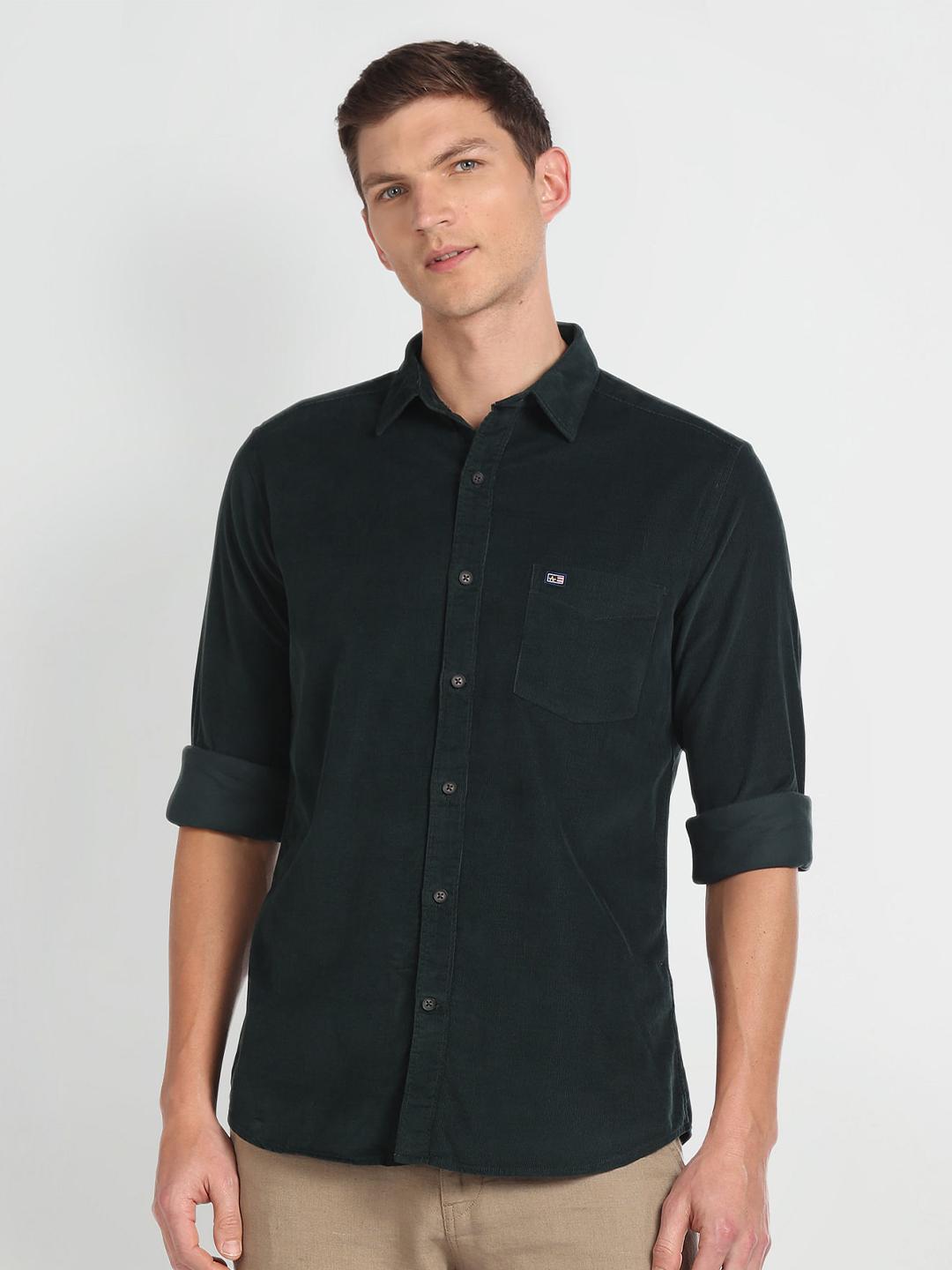 50's ARROW Mint-Green Corduroy Shirt L/S Buy Relaxed fit corduroy