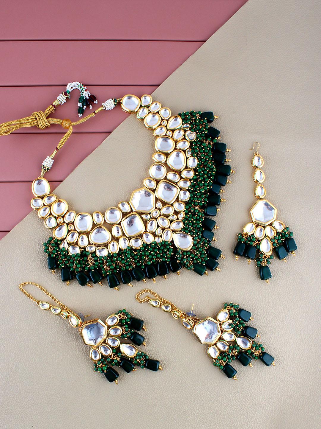 Buy LUCKY JEWELLERY 18k Gold Plated Meenakari Uncut Faux Kundan - Main Image