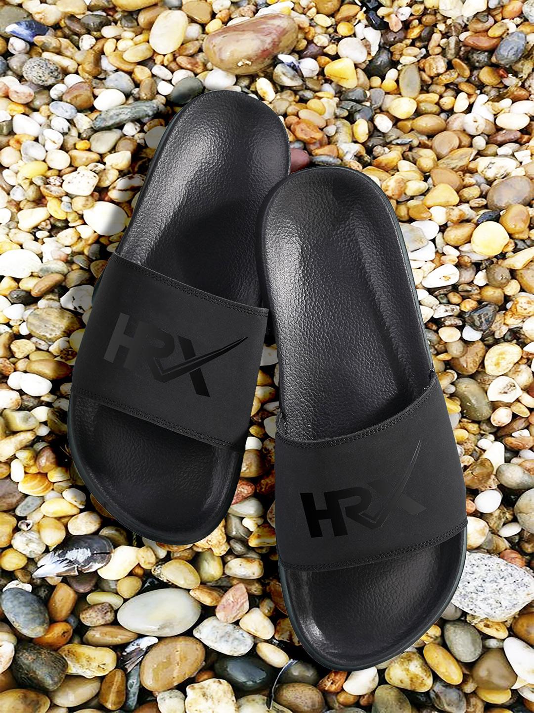 Buy HRX by Hrithik Roshan Men Black Printed Sliders Flip Flops