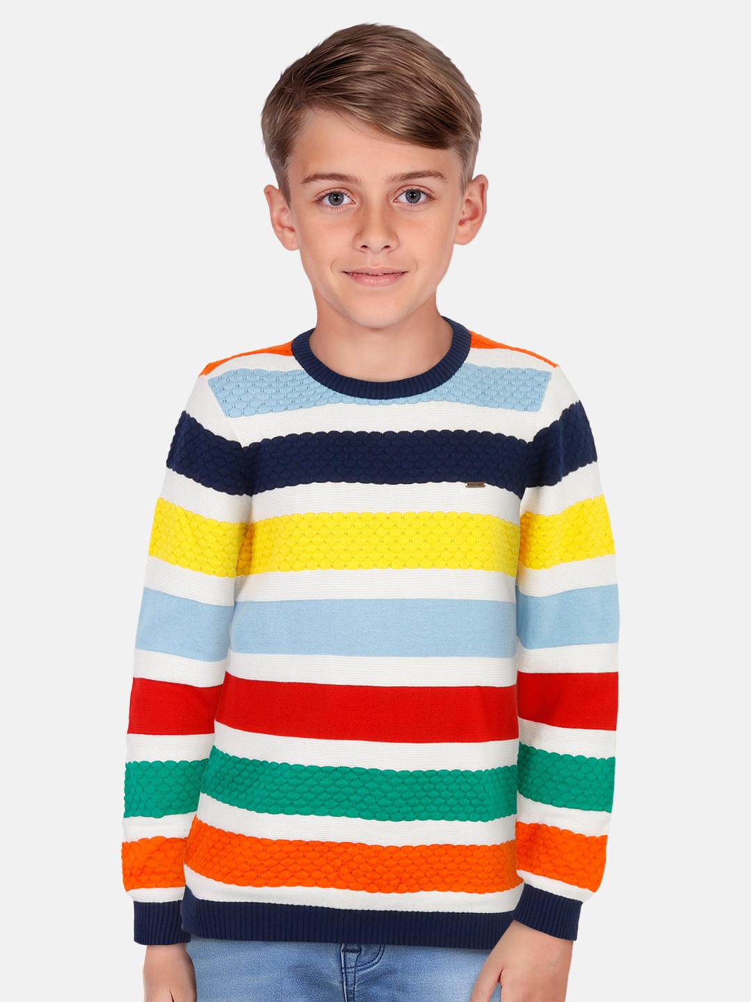 Allen Solly Junior Boys Striped Pure Cotton Pullover Sweater