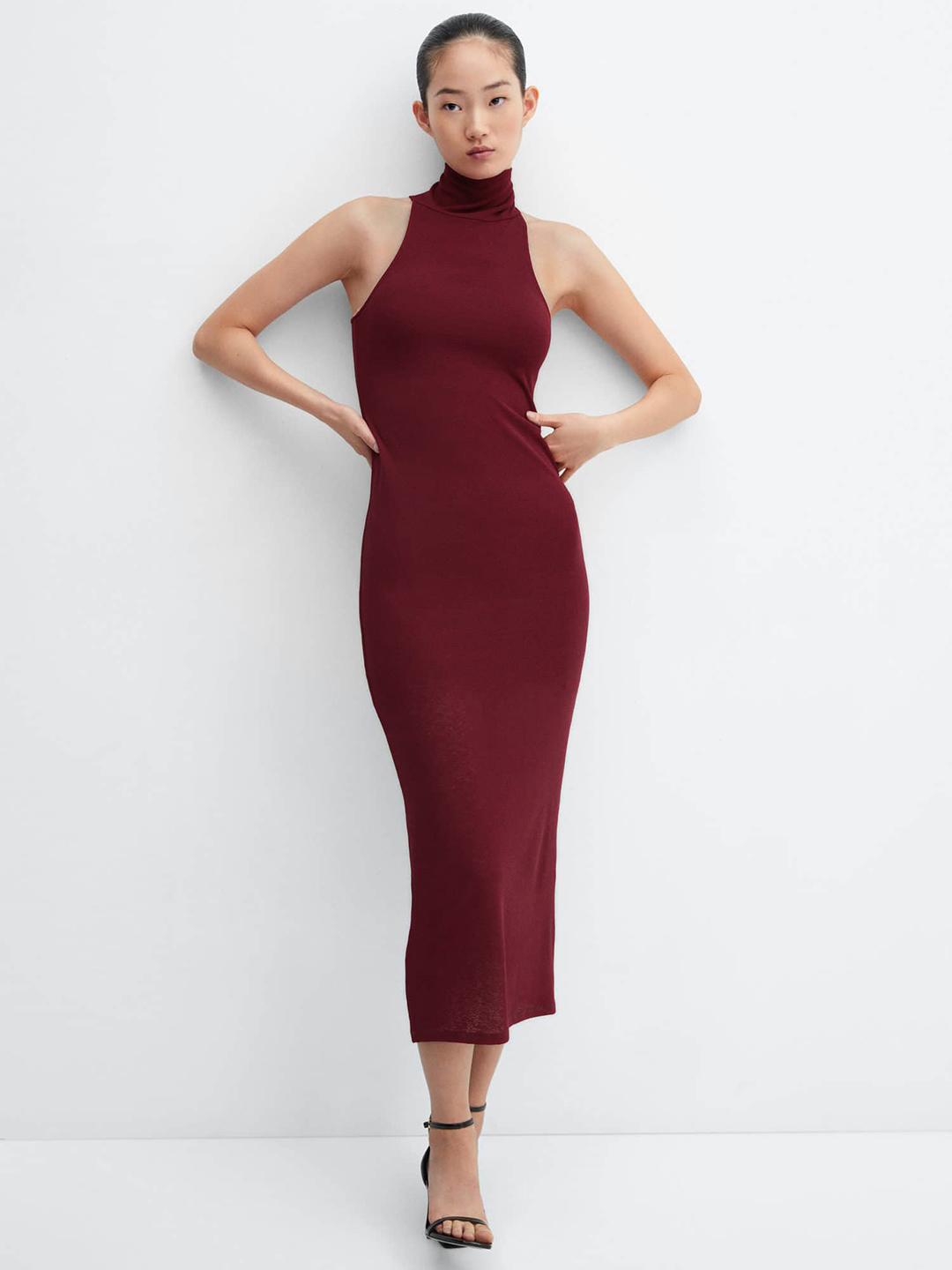 Buy MANGO Turtle Neck Sleeveless Bodycon Midi Dress - Dresses for Women  25427072 | Myntra
