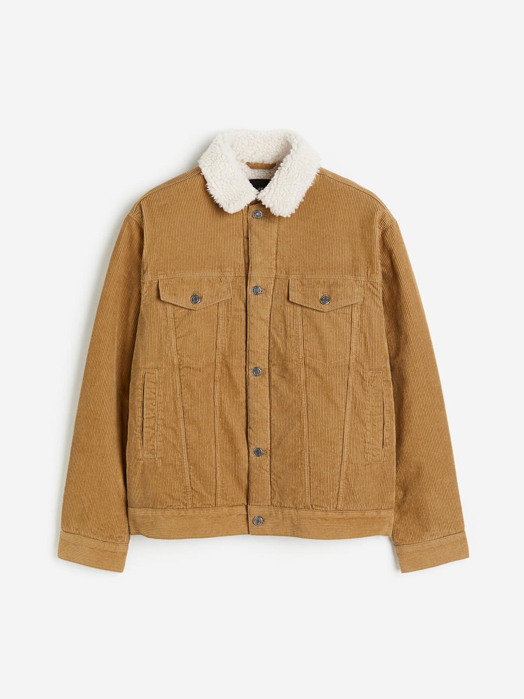 Buy H&M Men Pure Cotton Teddy-Lined Corduroy Jacket Jackets for