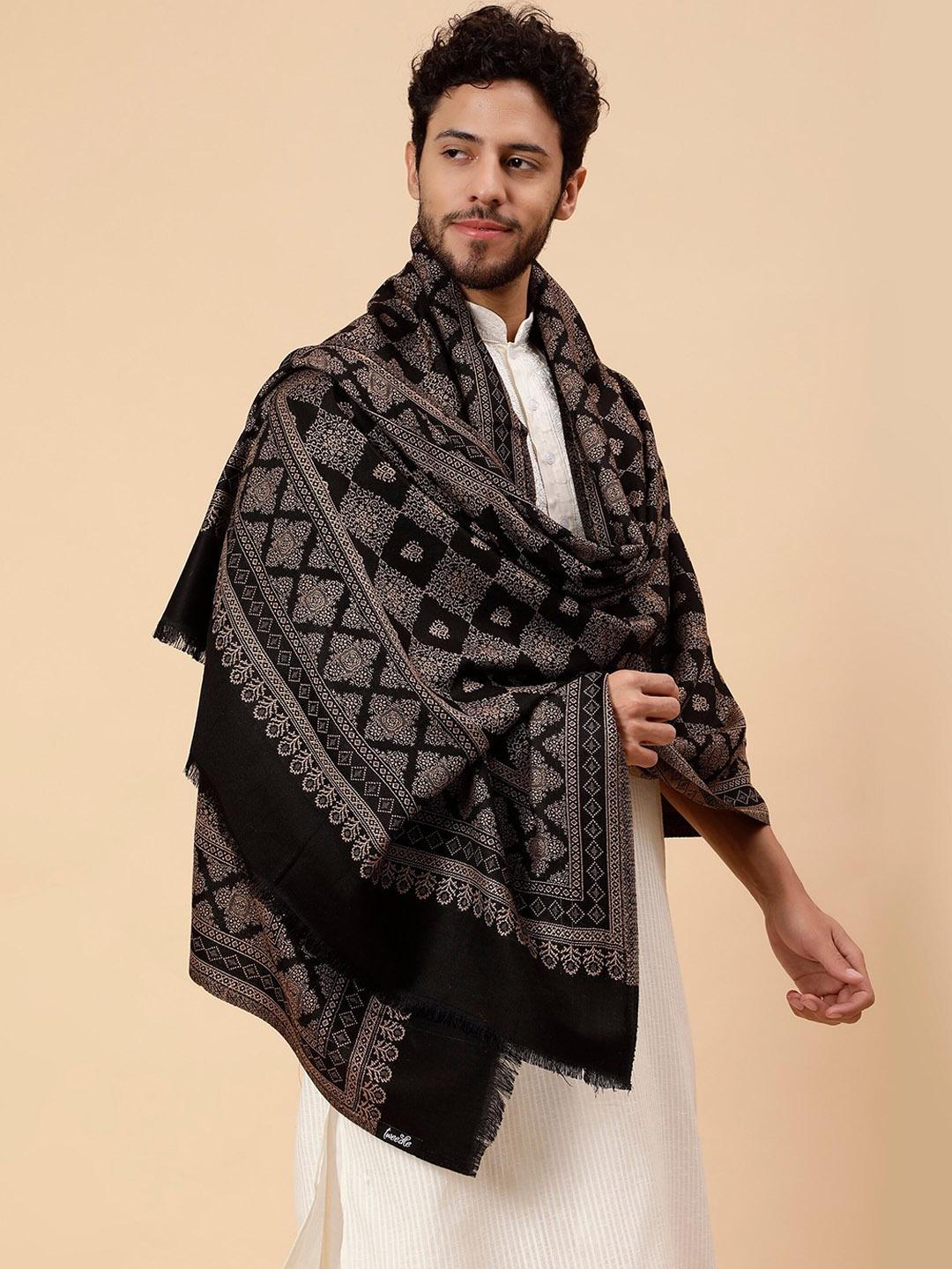 Tweedle Geometric Woven Acrylic & Woollen Shawl - Image 1