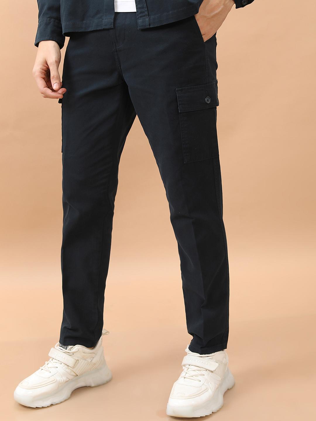 HIGHLANDER Men Tapered Fit Cotton Cargo Trousers - Image 1