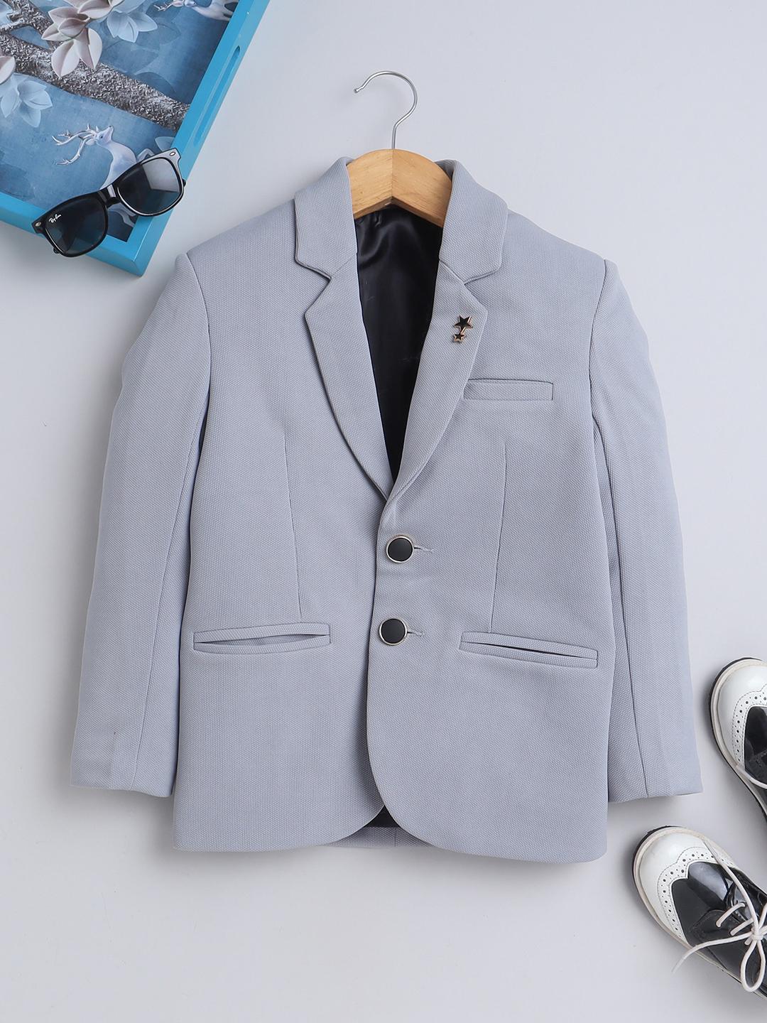 Buy BAESD Boys Textured Single-Breasted Notched Lapel Blazers