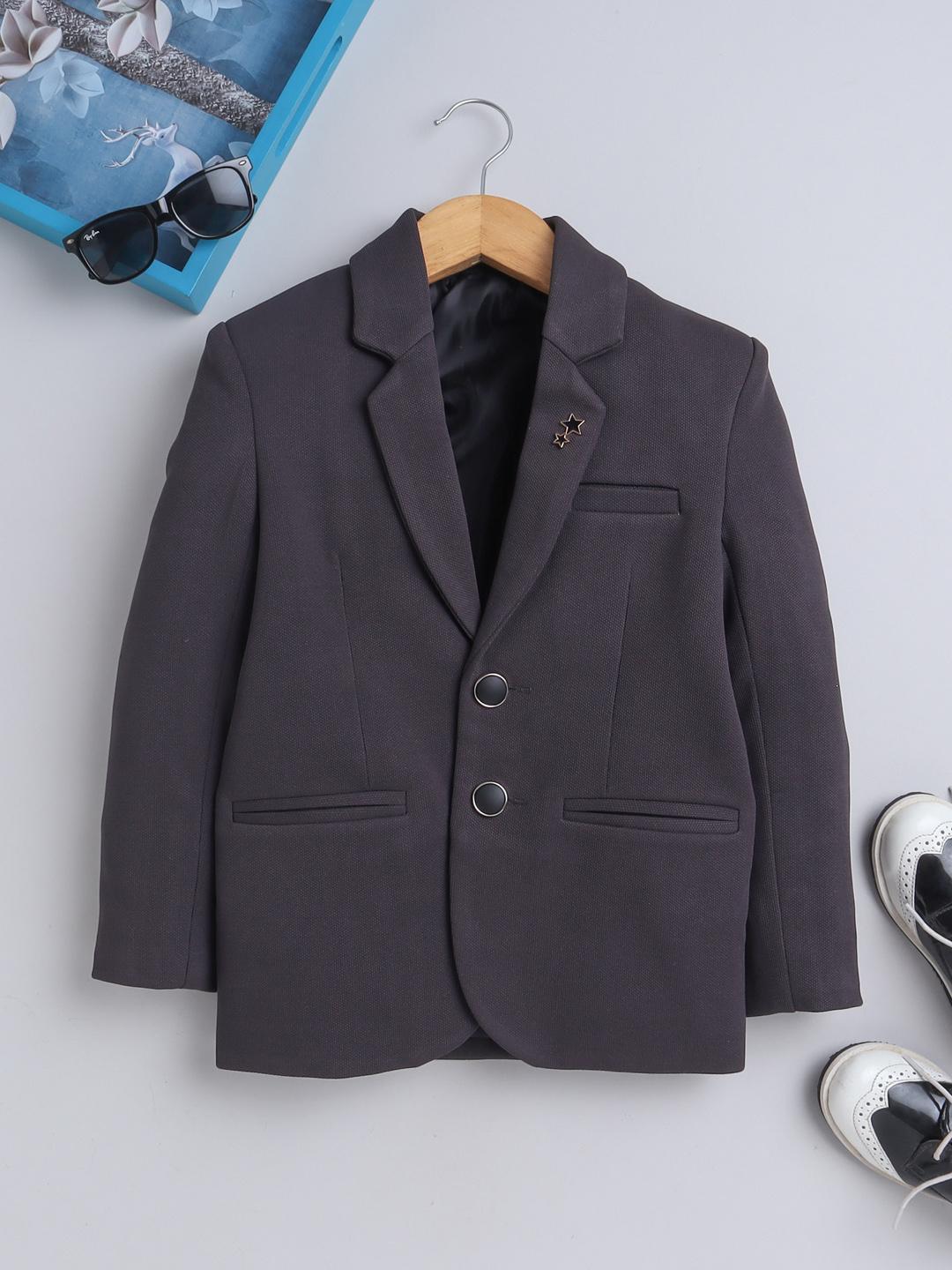 Buy BAESD Boys Textured Single-Breasted Notched Lapel Blazers