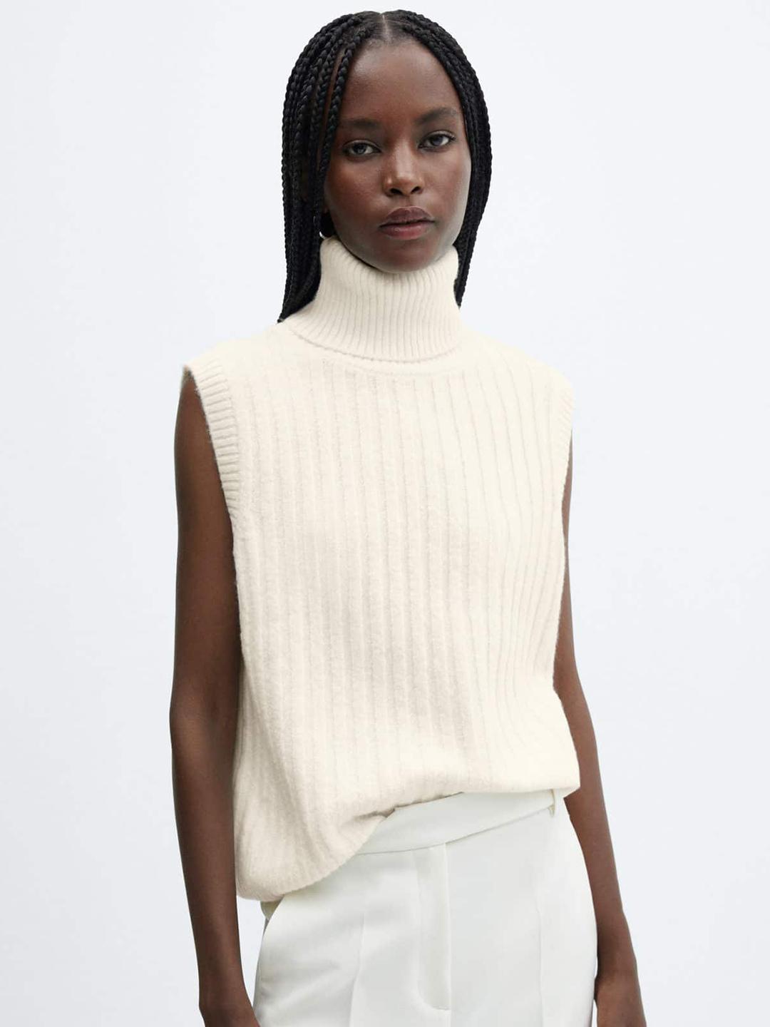 Buy MANGO Turtleneck Ribbed Sweater Vest Sweaters for Women