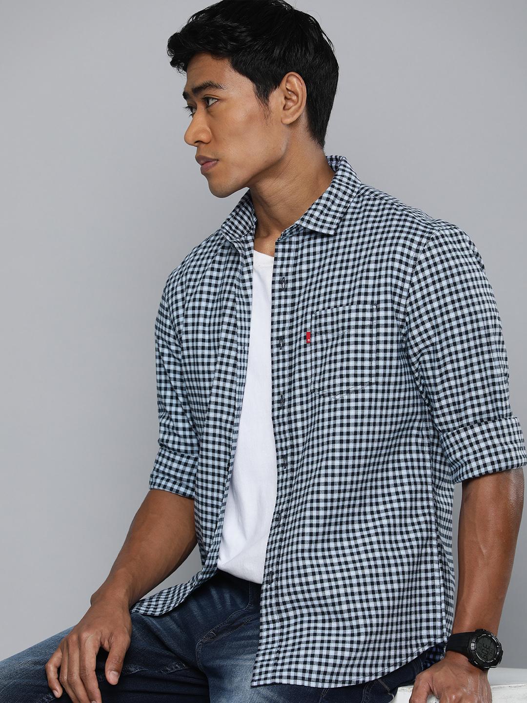 Levis Men Slim Fit Grid Tattersall Checked Cotton Shirt - Image 1